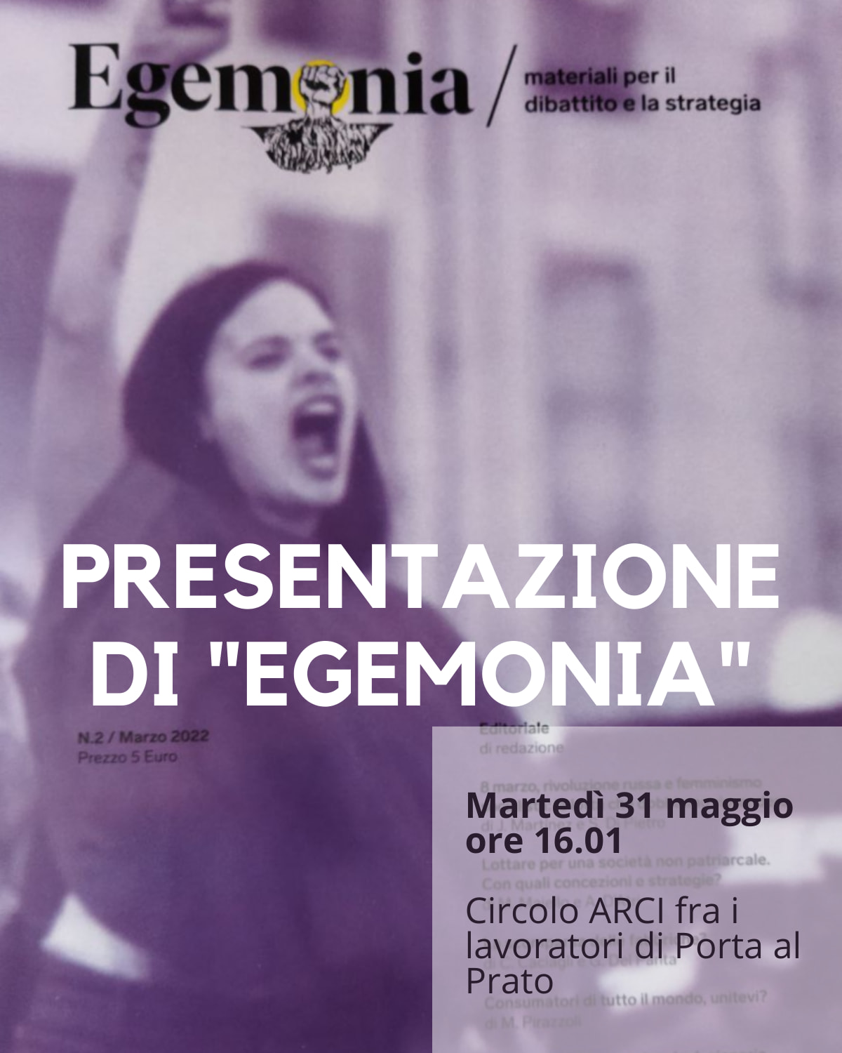 Martedì 31 presentazione di Egemonia#2 a Firenze