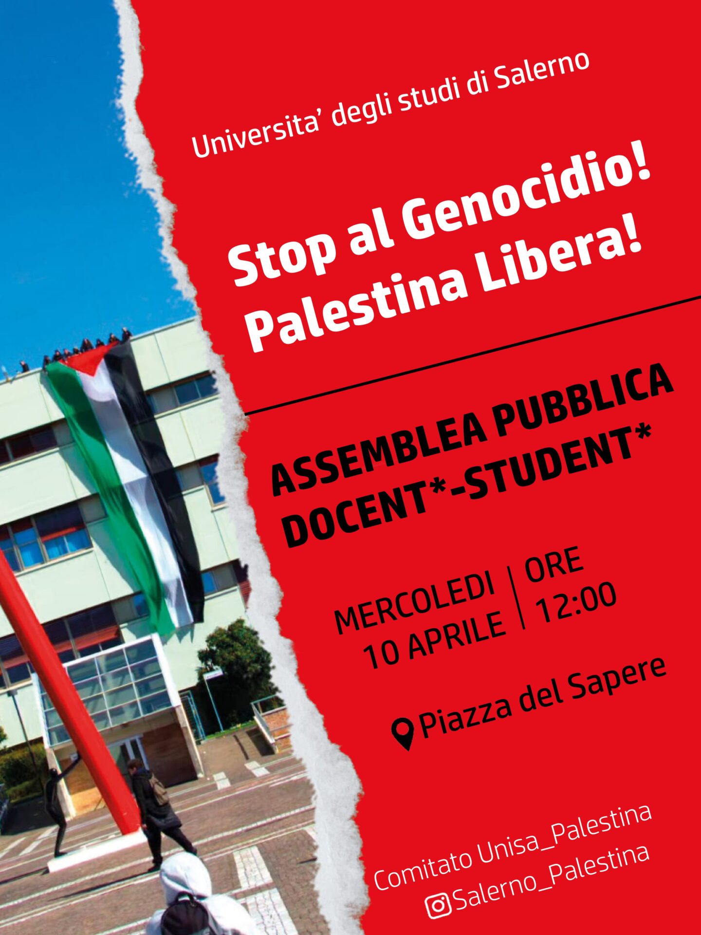 Salerno: mercoledì 10 aprile, assemblea pubblica di studentə e docentə contro gli accordi tra UniSa e Israele
